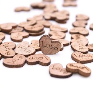 100 PCS Mini Wooden Love Hearts Valentine’s Day